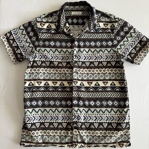 PacSun Tribal Aztec Print Button Up Shirt Short Sleeve Size S